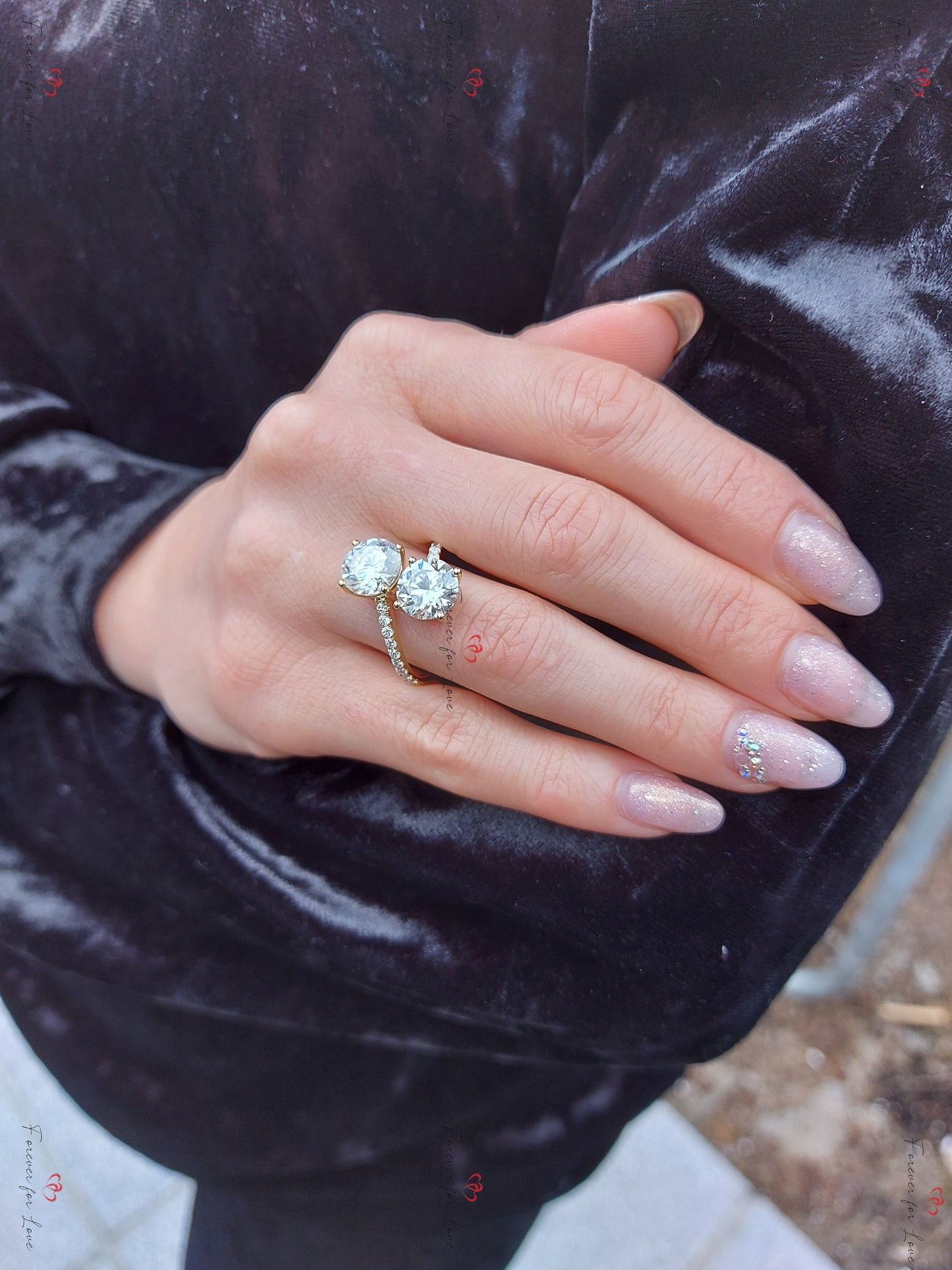 3 Ct Round Moissanite Solitaire Engagement Ring Round cut 1Ct Moissanite Brilliant Cut engagement ring in 935 Argentium Silver — custom handcrafted by Forever For Love