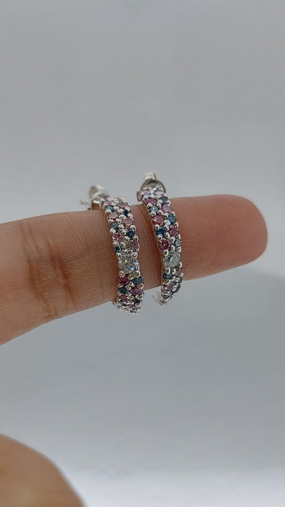 14k White Gold Cluster Stud- Lab grown diamond, Stud Earrings, Perfect Gift for Her
