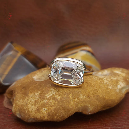 4 Ct IGI Certified Old Mine Lab Diamond Hidden Halo Engagement Ring
