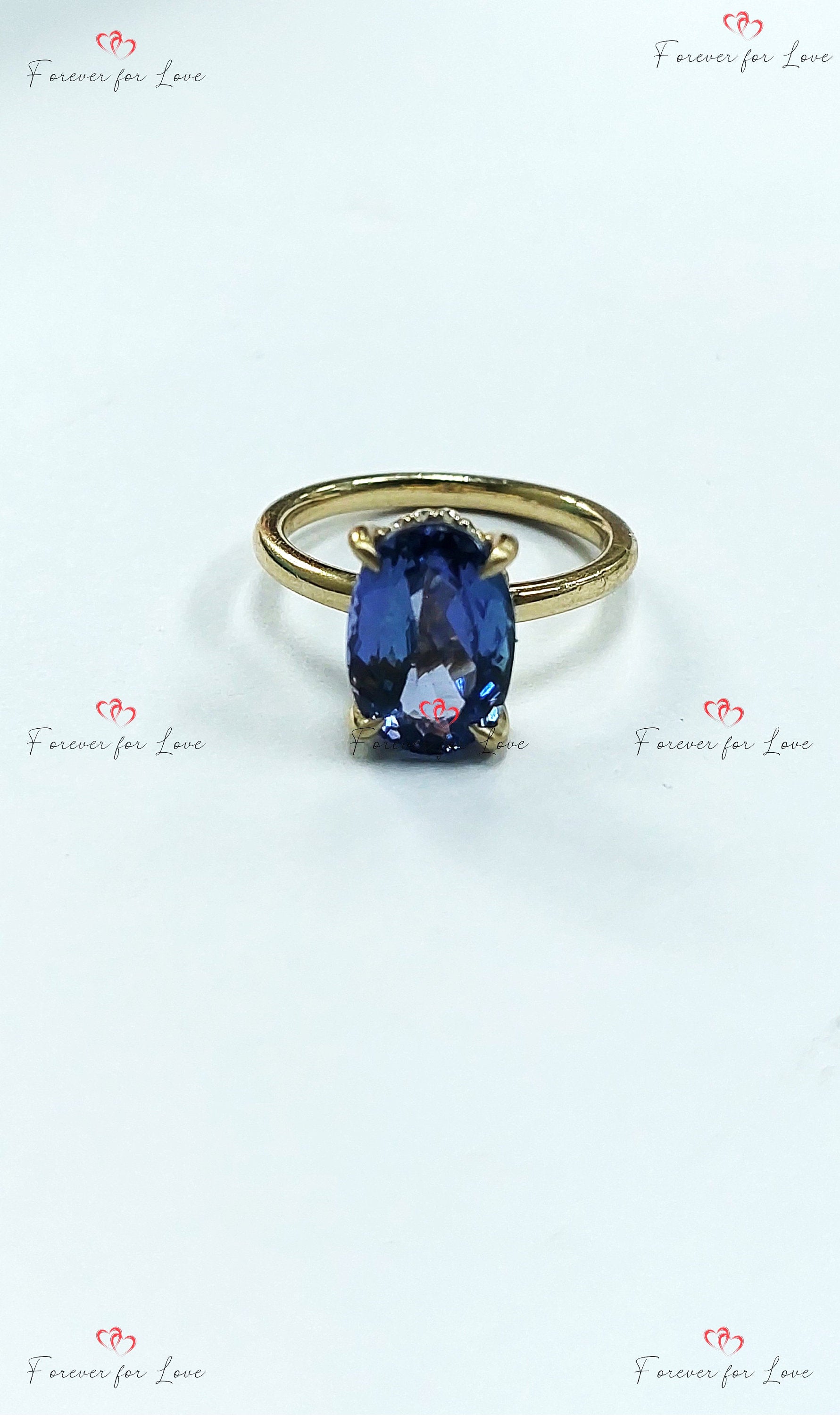 Oval Diamond, Tanzanite Engagement Ring