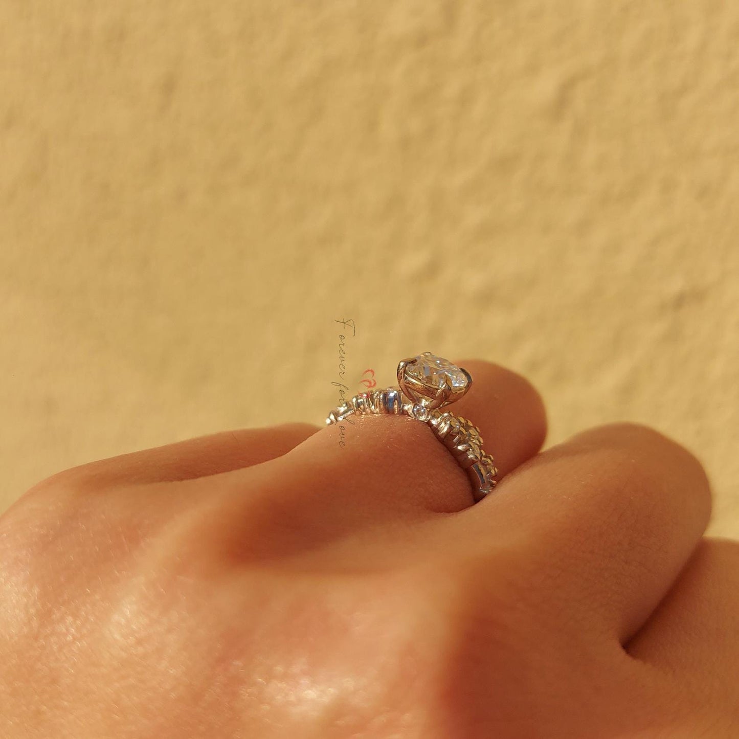 1 Ct Round Natural Diamond Engagement Ring Round cut 1Ct Moissanite Brilliant Cut engagement ring in 935 Argentium Silver — custom handcrafted by Forever For Love