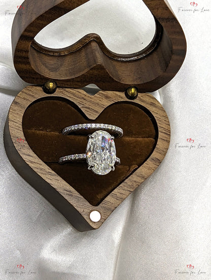 6 Ct Oval Diamond, Moissanite Hidden Halo Engagement Ring