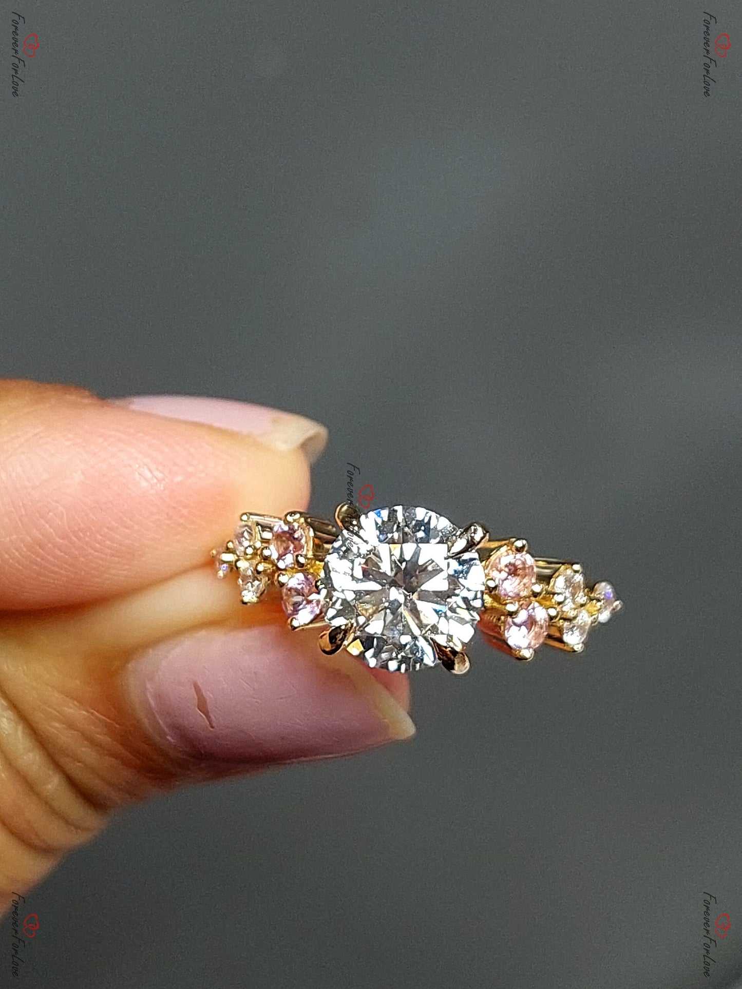 IGI Certified Round Lab Diamond Solitaire Engagement Ring Round cut Moissanite engagement ring in Gold or Platinum — custom handcrafted by Forever For Love