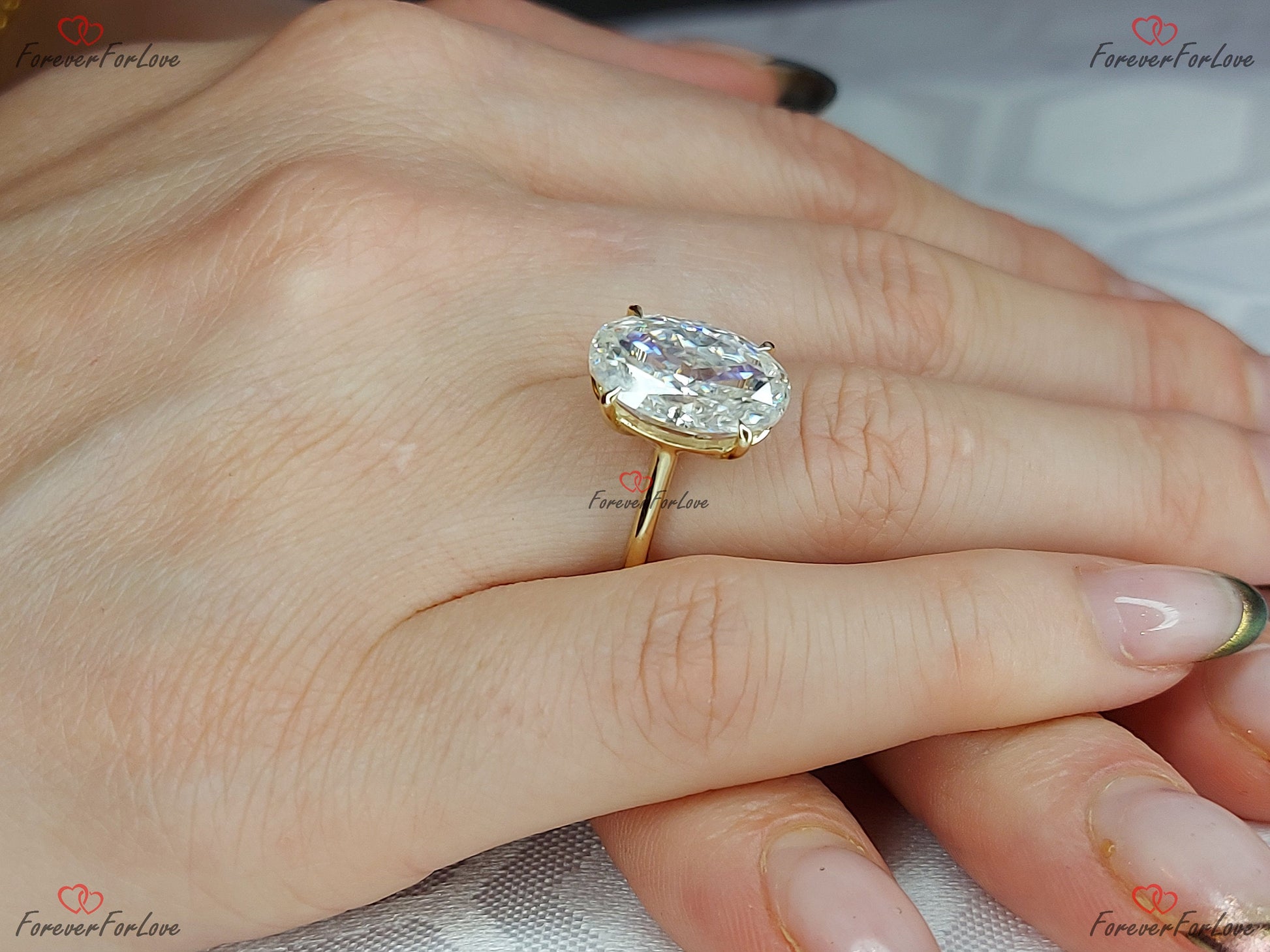 6.5 Ct Oval Moissanite Engagement Ring