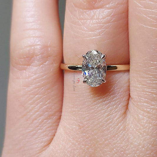 1 Ct Oval Lab Diamond Solitaire Engagement Ring