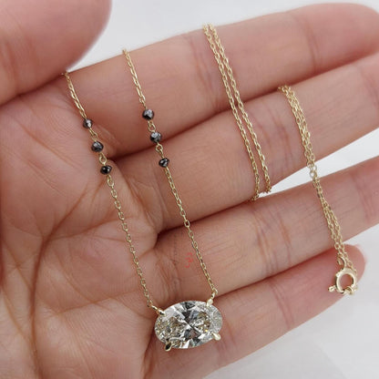 18 Karat Gelbgold Laborgezüchteter 4-Krappen-Diamant 3 Karat Schwarze Diamanten Mangalsutra Halskette IGI-zertifiziert