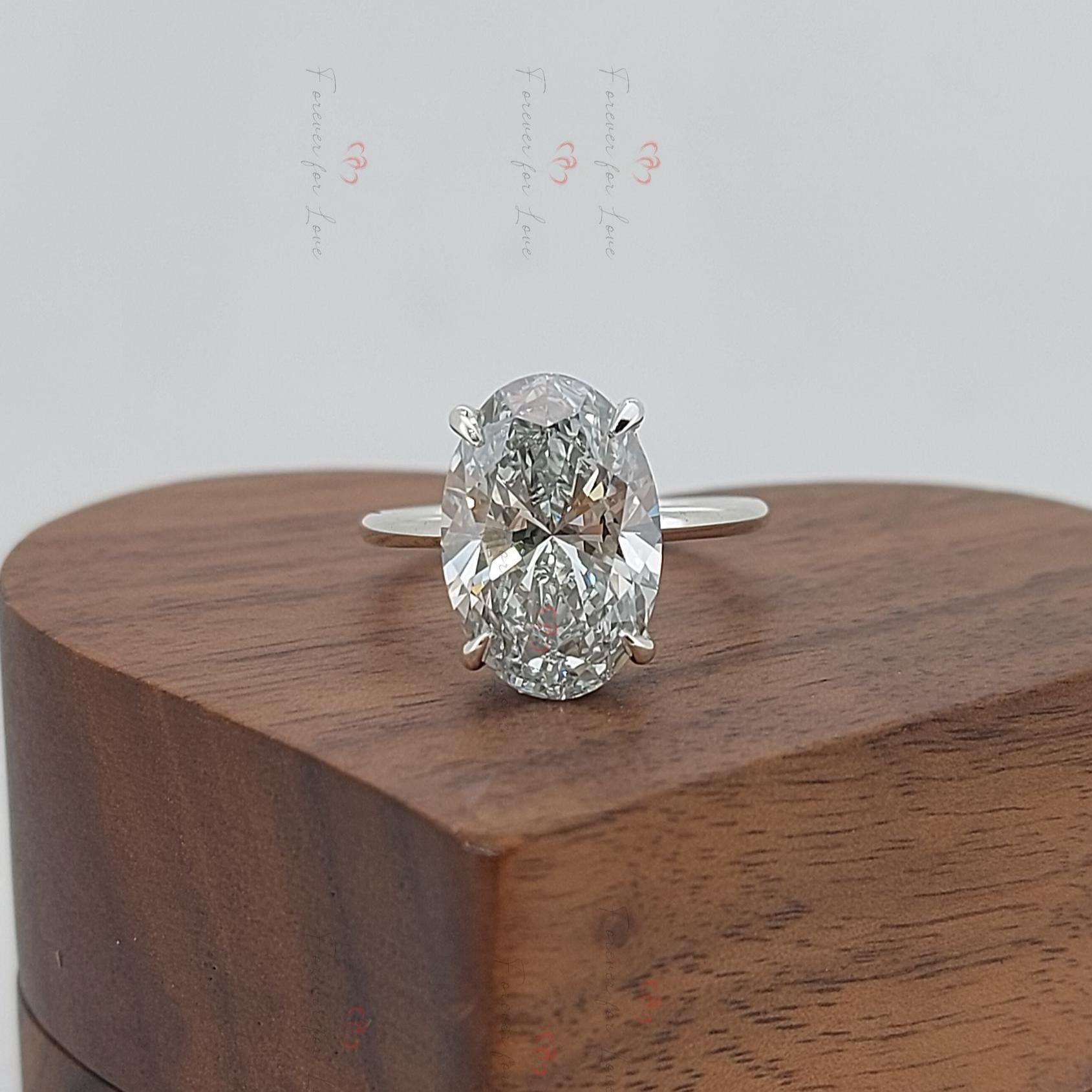 5 Ct Oval Lab Diamond Solitaire Engagement Ring