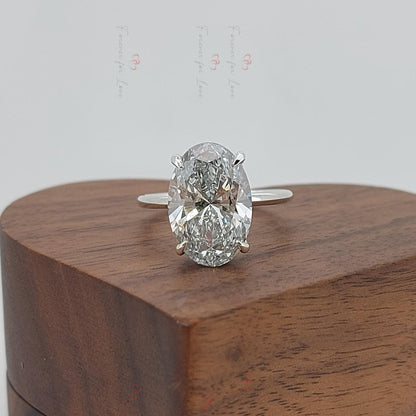 5 Ct Oval Lab Diamond Solitaire Engagement Ring