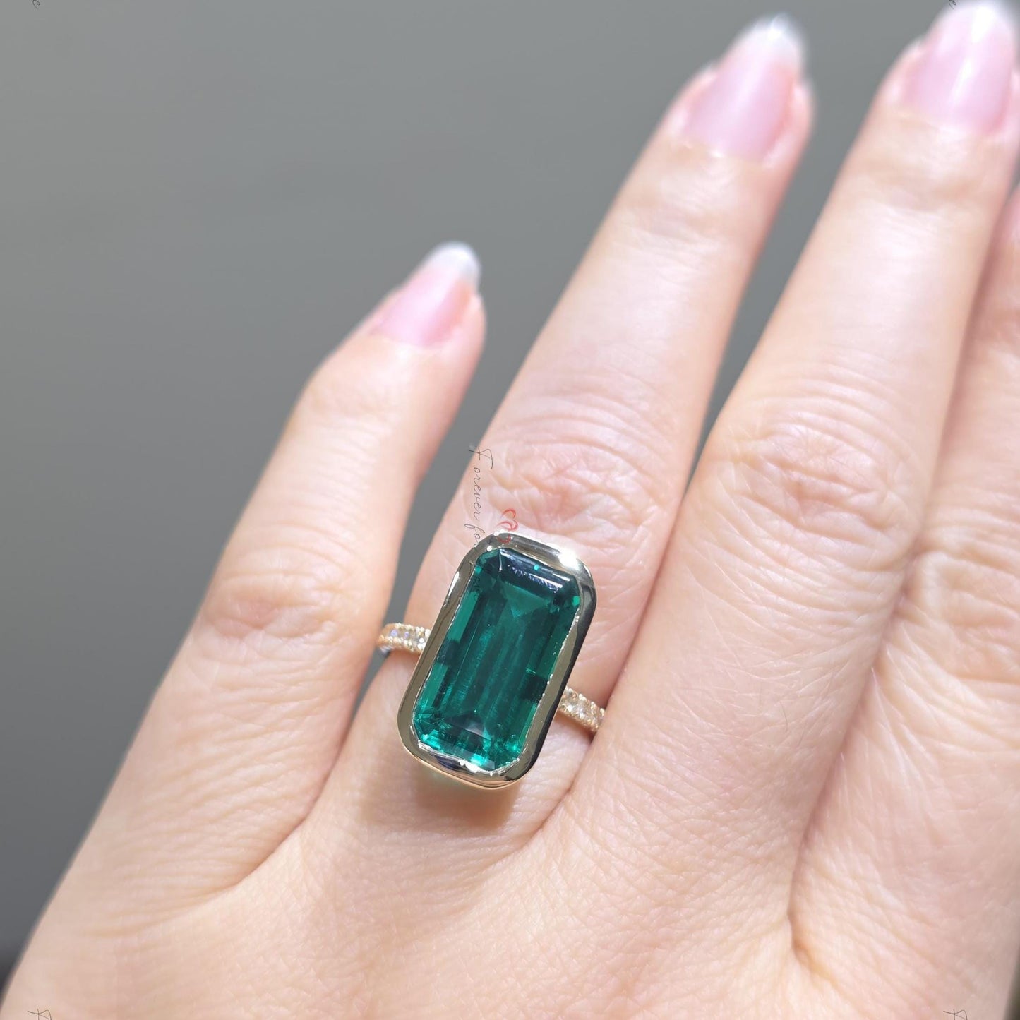 Marquise Diamond, Emerald Engagement Ring Marquise cut Moissanite engagement ring in Gold or Platinum — custom handcrafted by Forever For Love