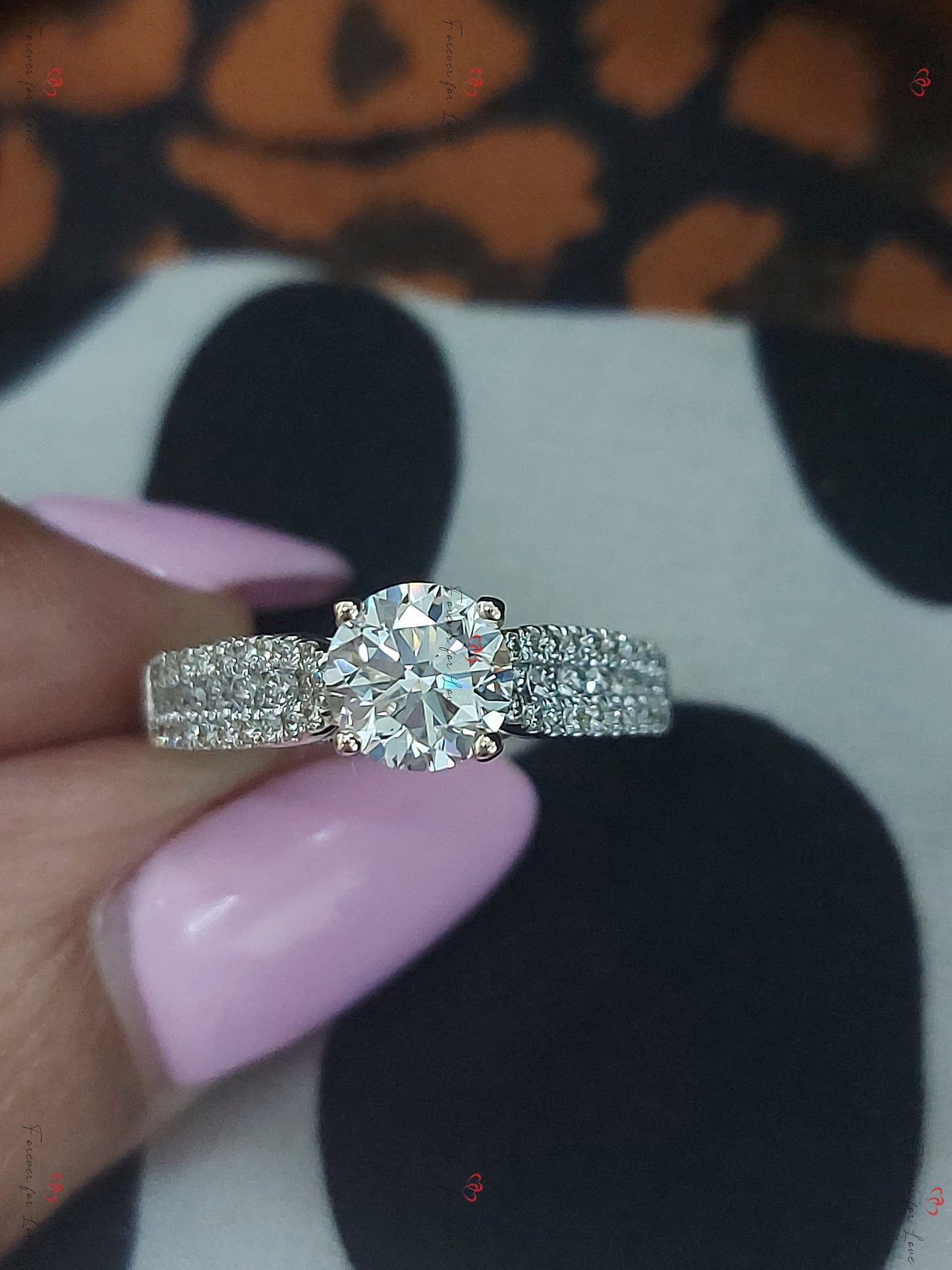 1 Ct Round Natural Diamond Solitaire Engagement Ring Round cut 1Ct Moissanite Brilliant Cut engagement ring in 935 Argentium Silver — custom handcrafted by Forever For Love