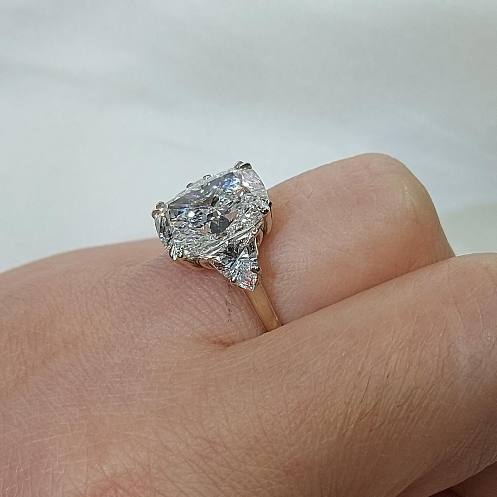 IGI Certified Cushion Lab Diamond Three Stone Ring