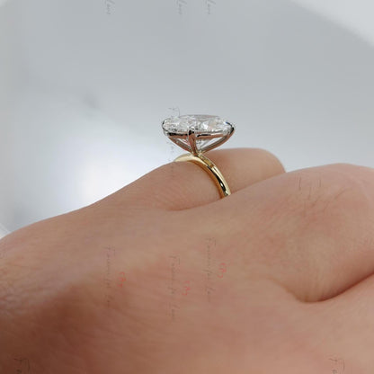4 Ct Oval E, VVS2 Solitaire Ring, IGI Certified Oval Diamond Engagement ring 14K Yellow Gold Ring, Lab Grown Diamond Promise Ring.