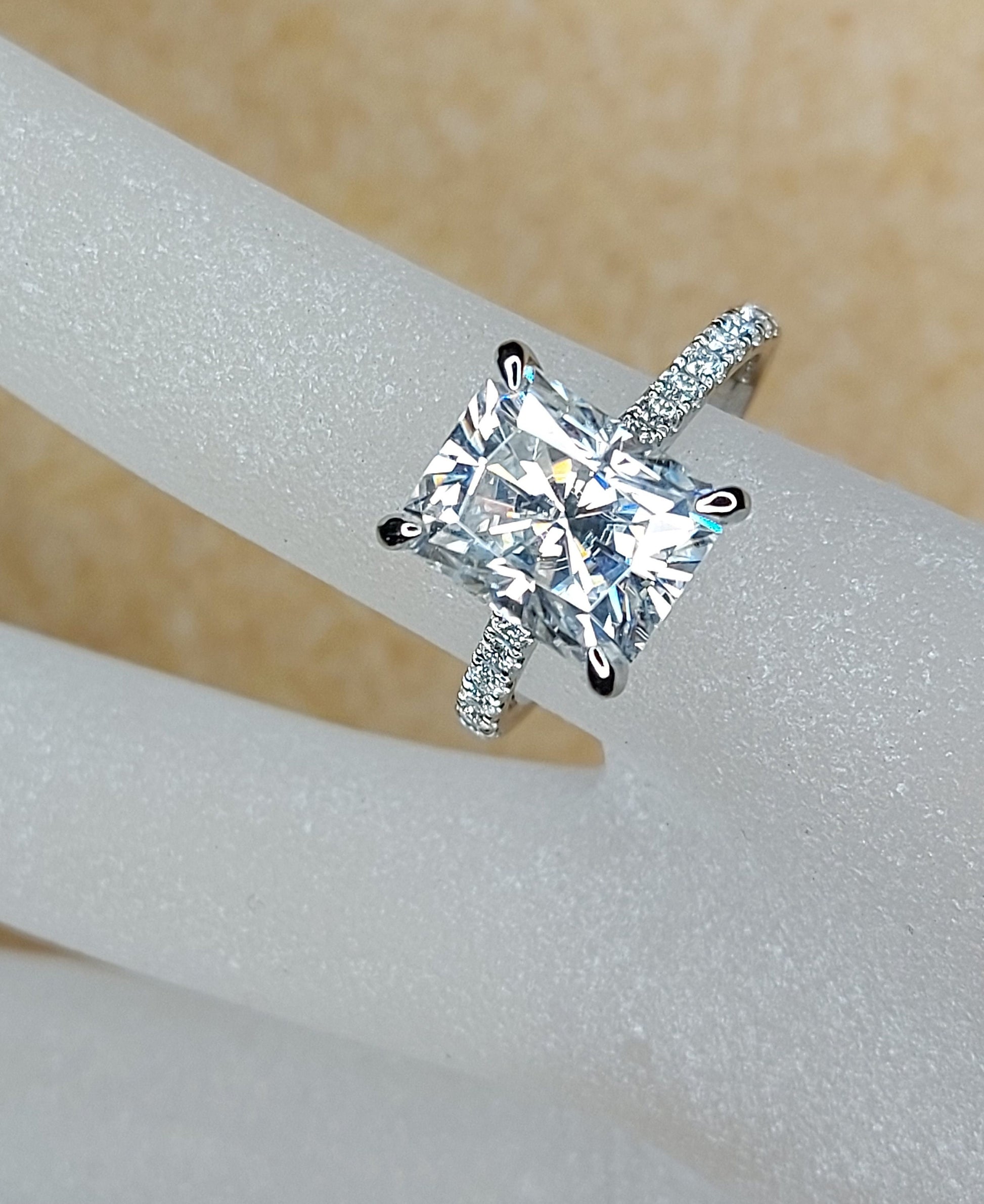 3 Ct Radiant Diamond, Moissanite Engagement Ring