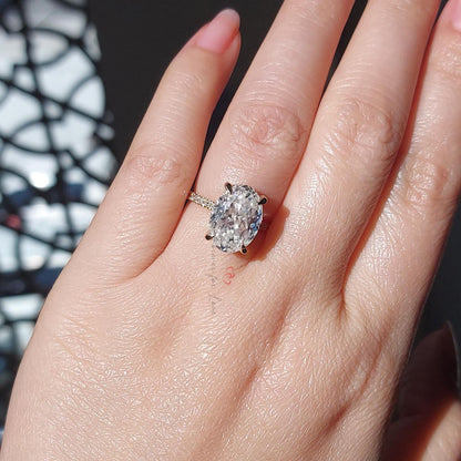 Oval Moissanite Hidden Halo Engagement Ring