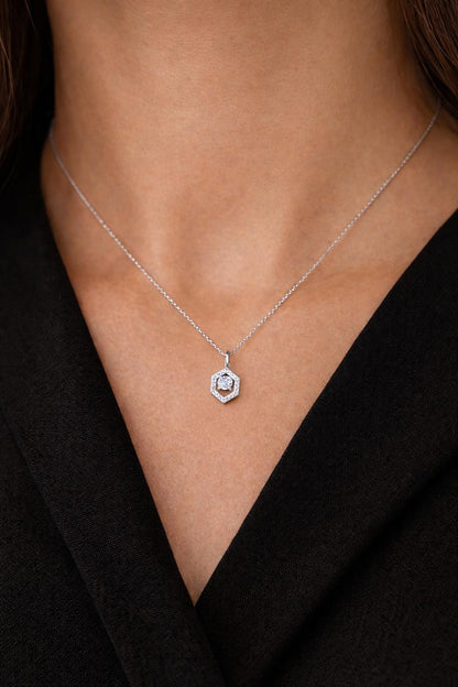 Halskette mit rundem Diamanten, 14 Karat Gelbgold, zierlicher minimalistischer Anhänger, Labordiamanten Damenhalskette, einzigartiges Design, besonderes Geschenk für sie.