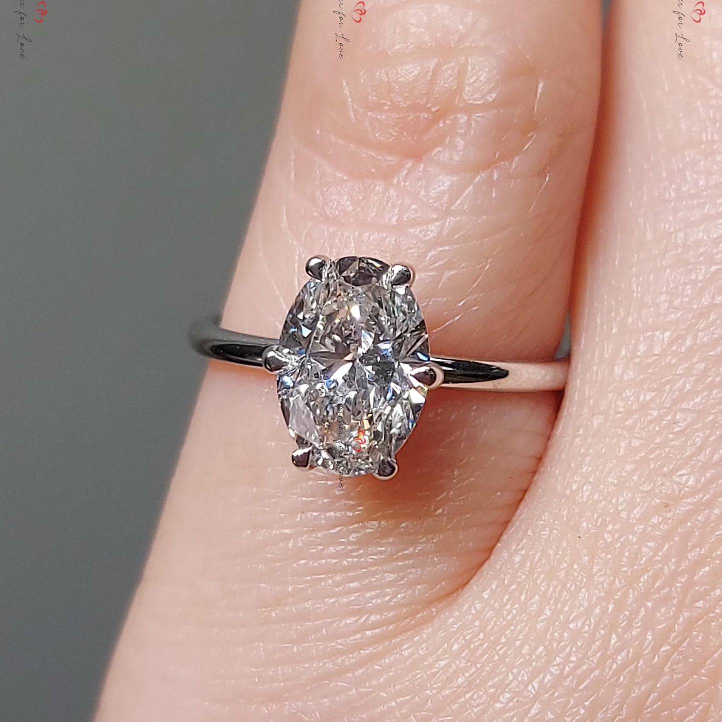 1 Karat IGI-zertifizierter ovaler Diamant-Verlobungsring im Vintage-Solitär-Stil Oval cut Moissanite engagement ring in 935 Argentium Silber — custom handcrafted by Forever For Love
