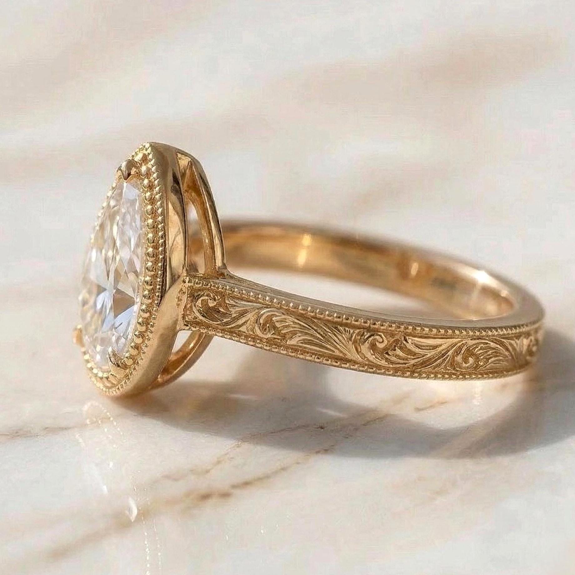 2 Ct IGI Certified Pear Lab Diamond Band