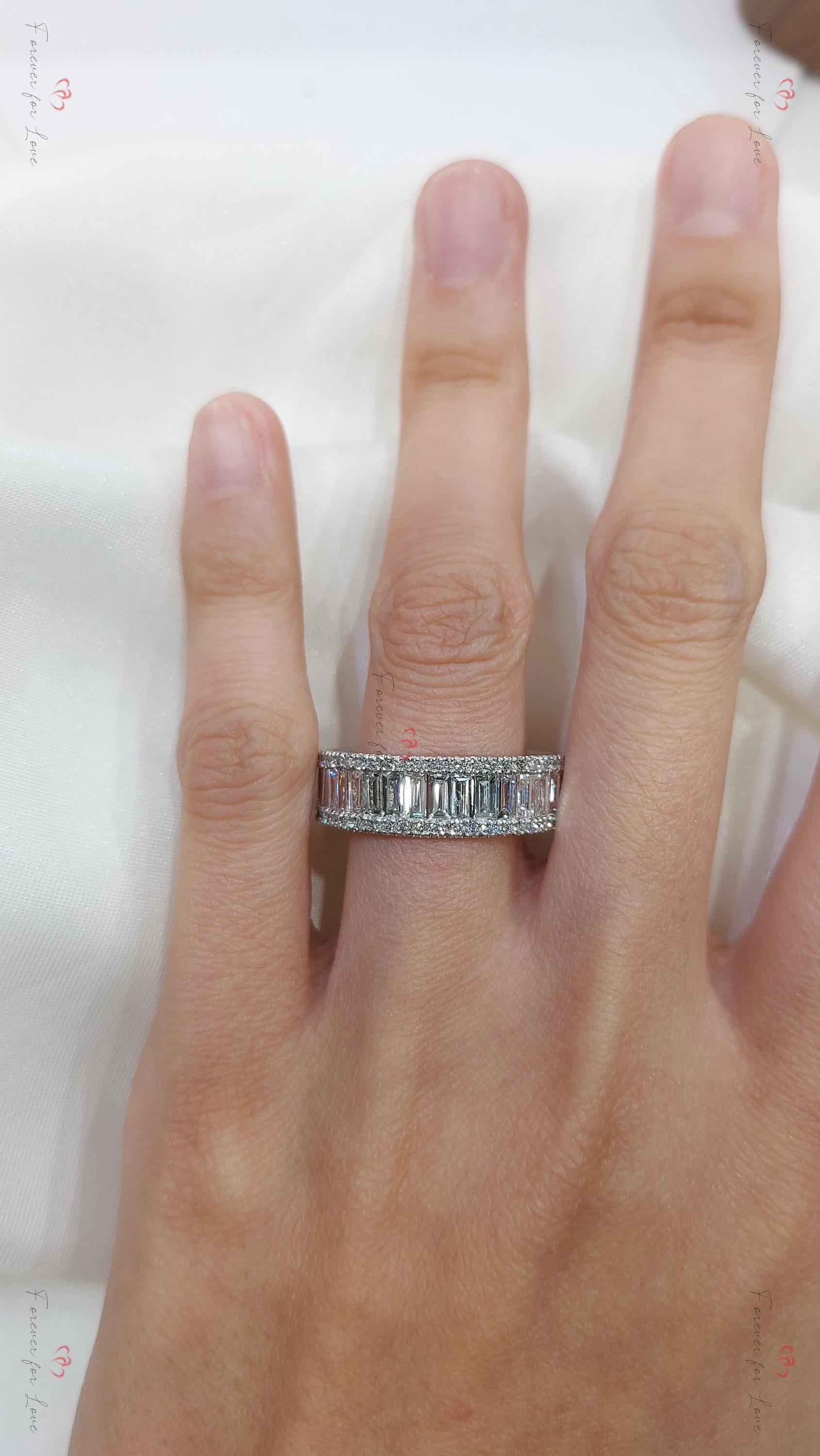 Baguette Lab Diamond Half Eternity Band