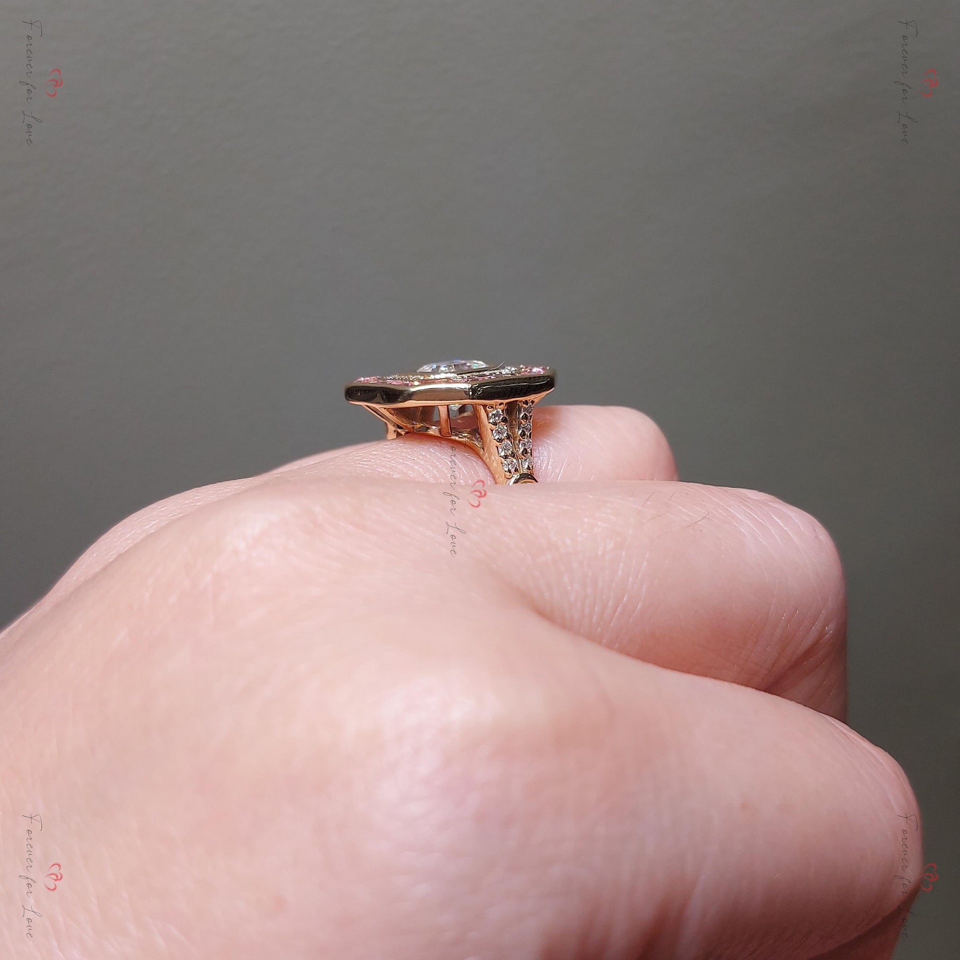 Asscher Moissanite Halo Engagement Ring