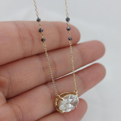18 Karat Gelbgold Laborgezüchteter 4-Krappen-Diamant 3 Karat Schwarze Diamanten Mangalsutra Halskette IGI-zertifiziert