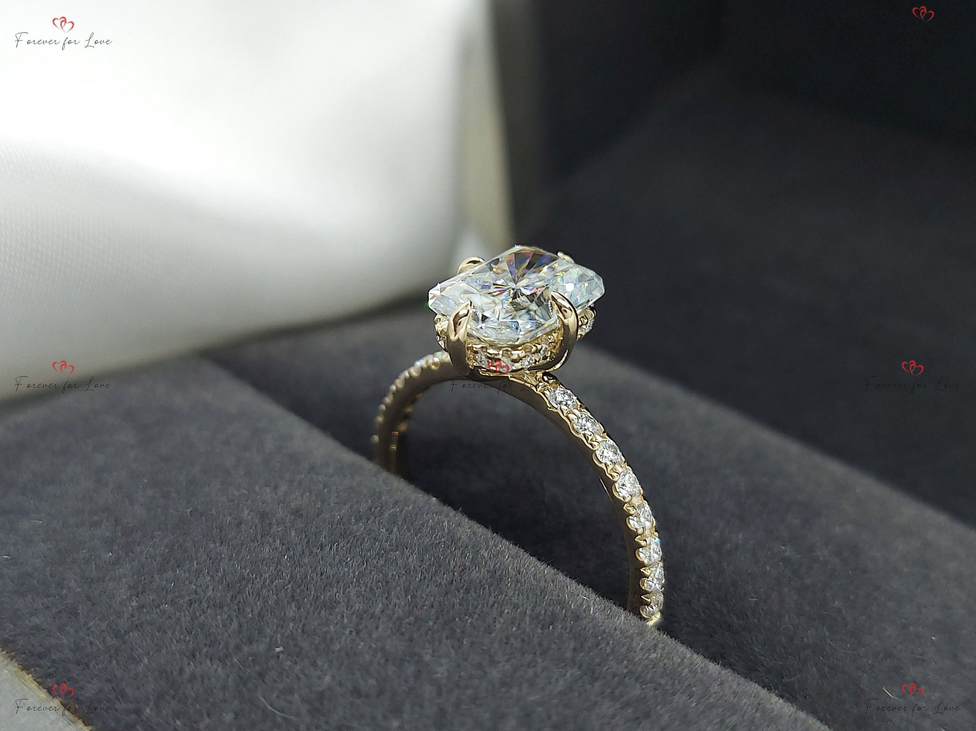 1.5 Ct Radiant Diamond, Moissanite Solitaire Engagement Ring