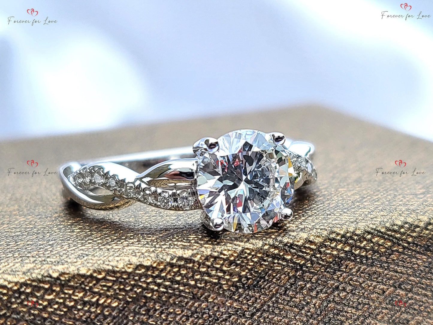 1.5 Ct IGI Certified Round Lab Diamond Solitaire Engagement Ring Round cut 1Ct Moissanite Brilliant Cut engagement ring in 935 Argentium Silver — custom handcrafted by Forever For Love