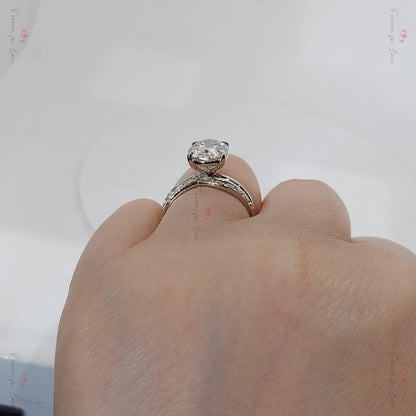 3 Ct Oval Lab Diamond Hidden Halo Engagement Ring