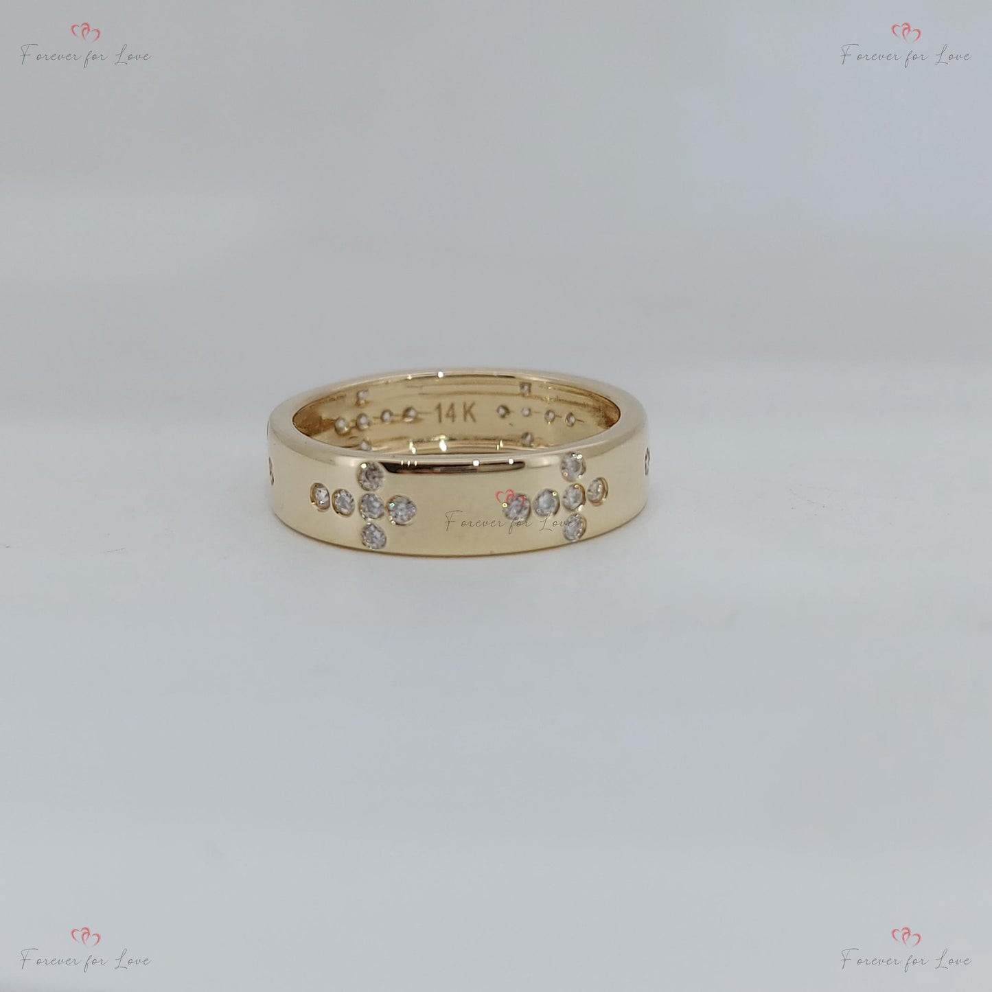 Round Diamond Full Eternity Band Round cut Moissanite Brilliant Cut engagement ring in 935 Argentium Silver — custom handcrafted by Forever For Love
