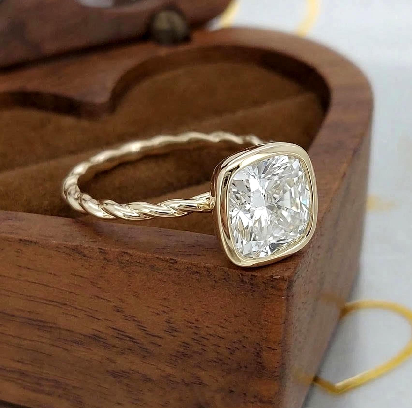3.5 Ct IGI Certified Cushion Lab Diamond Engagement Ring