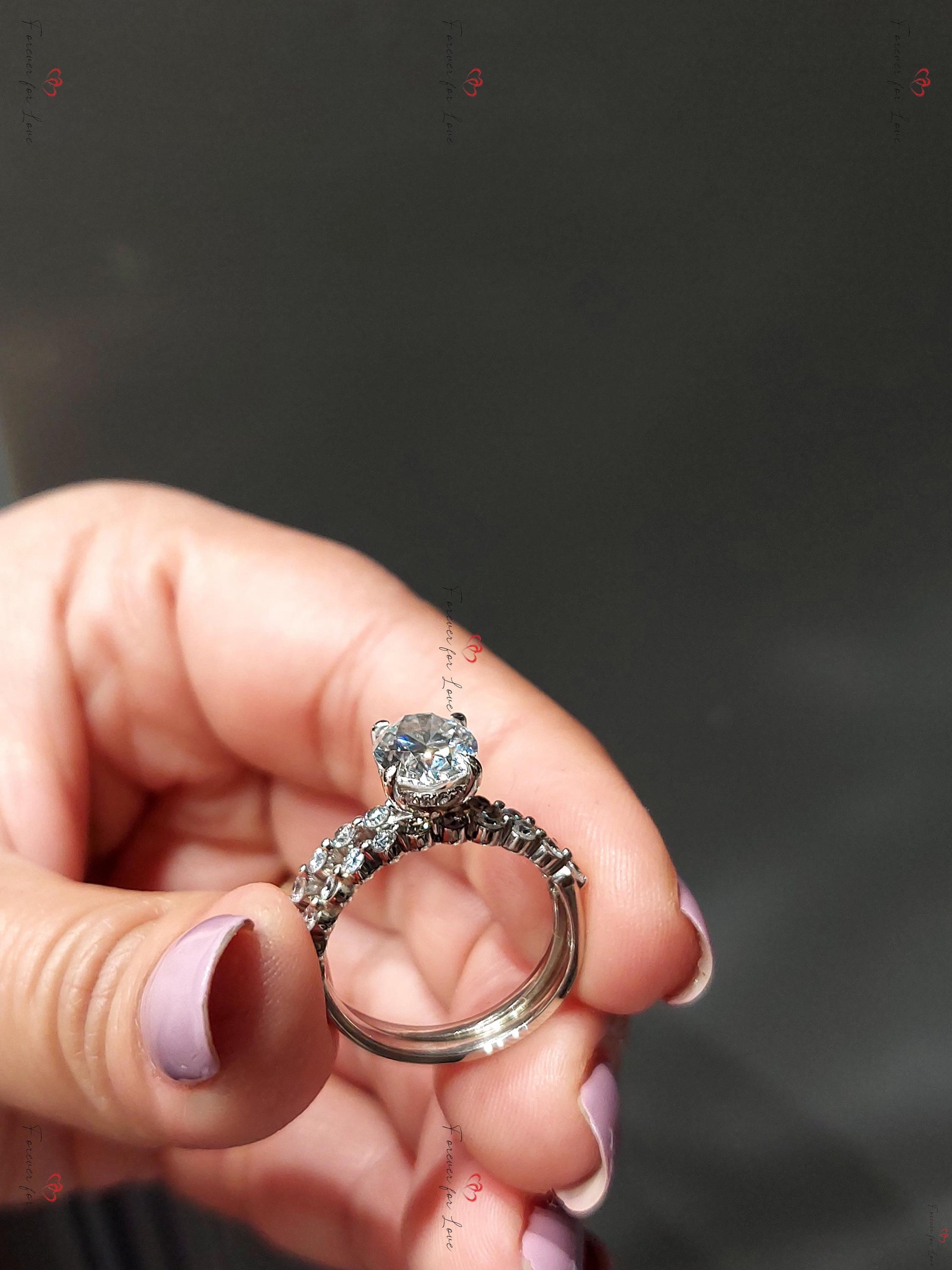 2Ct Oval Cut Wedding Set in white Gold, Crushed Ice Oval Bridal Set, Moissanite Oval Cut Bridal Set, Moissanite bridal Set.