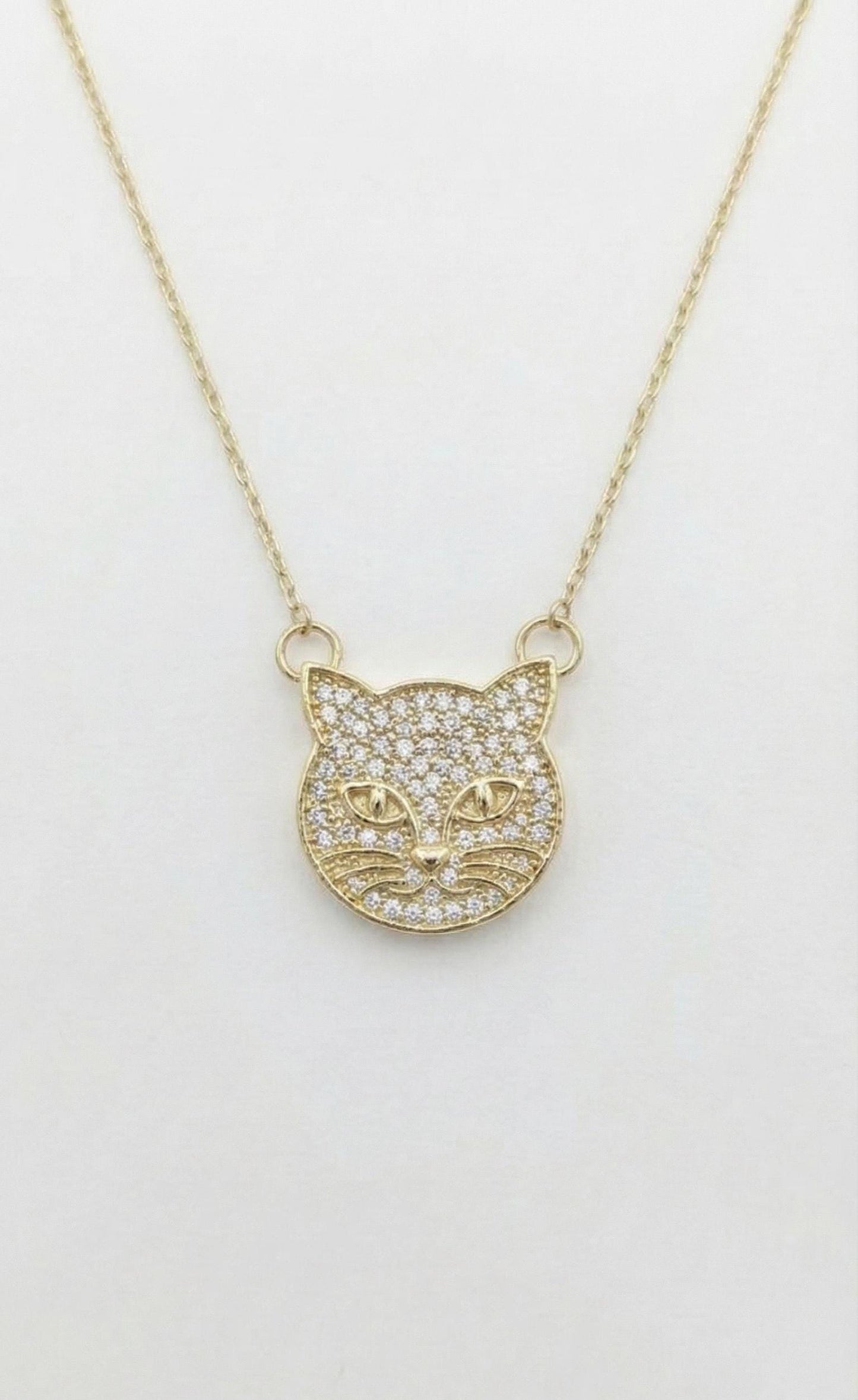 0.3ct Cat diamond Necklace, 14k Yellow Gold, Dainty Minimalist Cat Pendant, Lab Diamond Womens Necklace, Special Gift For Her. Moissanite engagement ring in Gold or Platinum — custom handcrafted by Forever For Love