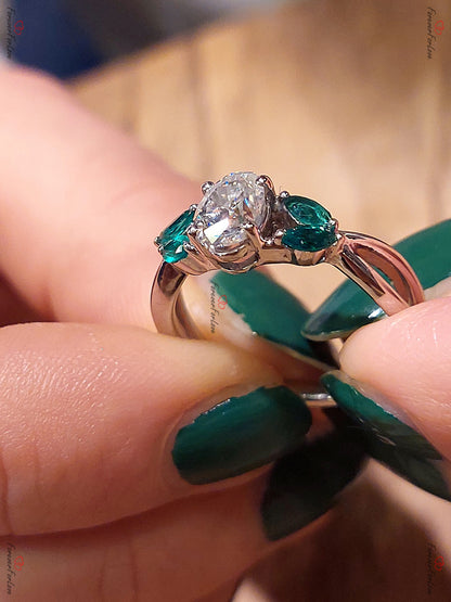 Oval Green Diamond, Emerald Engagement Ring
