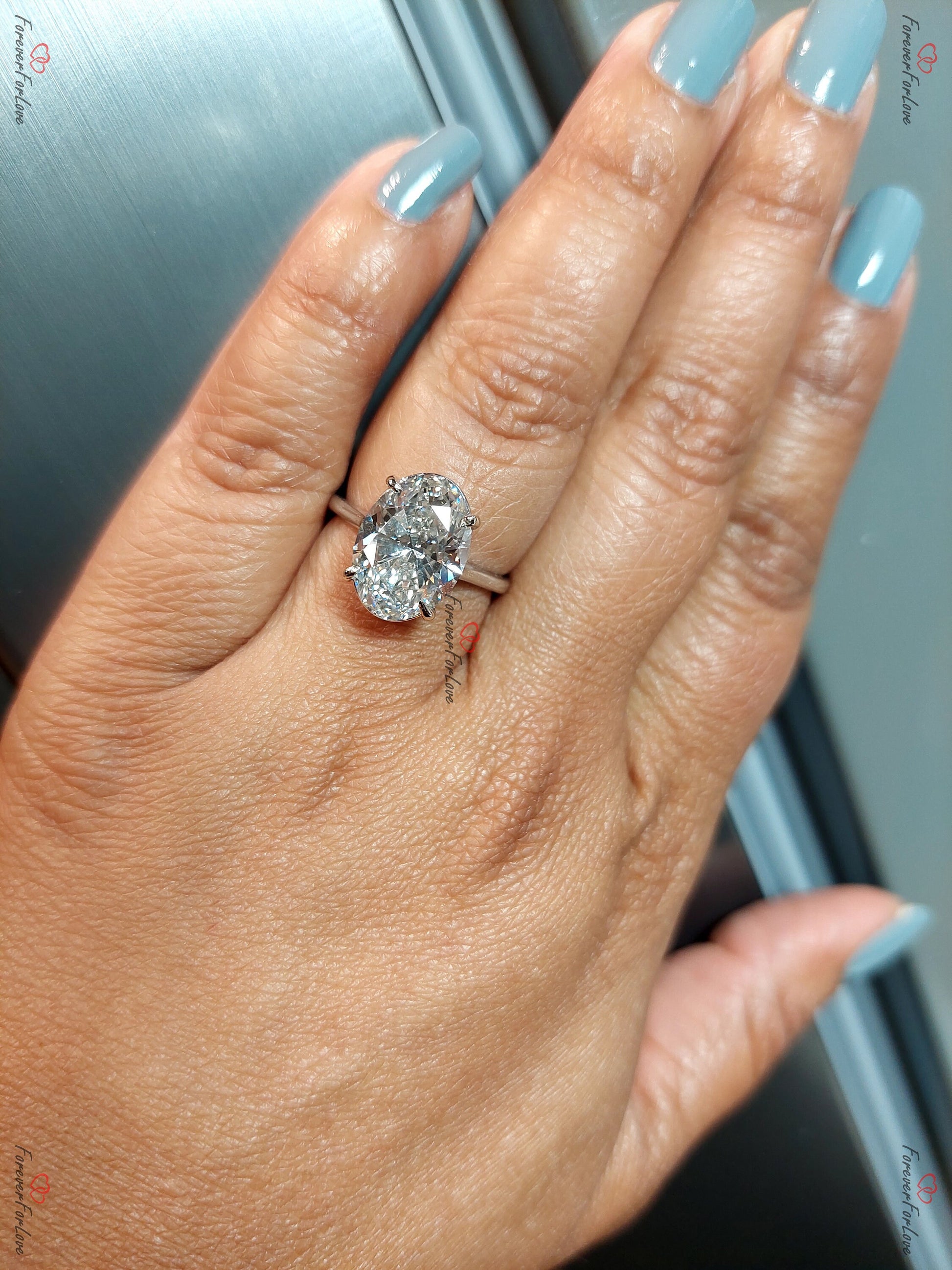 5 Ct Oval Lab Diamond Engagement Ring