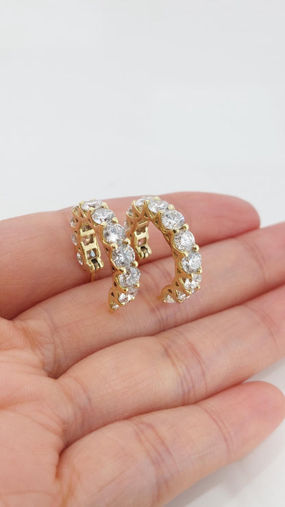 4MM Runde Laborgediamanten Ohrringe, 18 K Weißgold Creolen Für Sie, Diamant Huggies Ohrringe, Jubiläumsgeschenk Für Ehefrau.