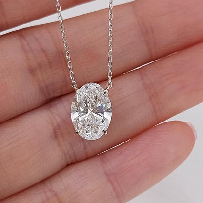 Oval diamond Necklace, 14k Yellow Gold, Dainty Minimalist Oval Pendant, Real Diamond Womens Necklace, Special Gift For Her.
