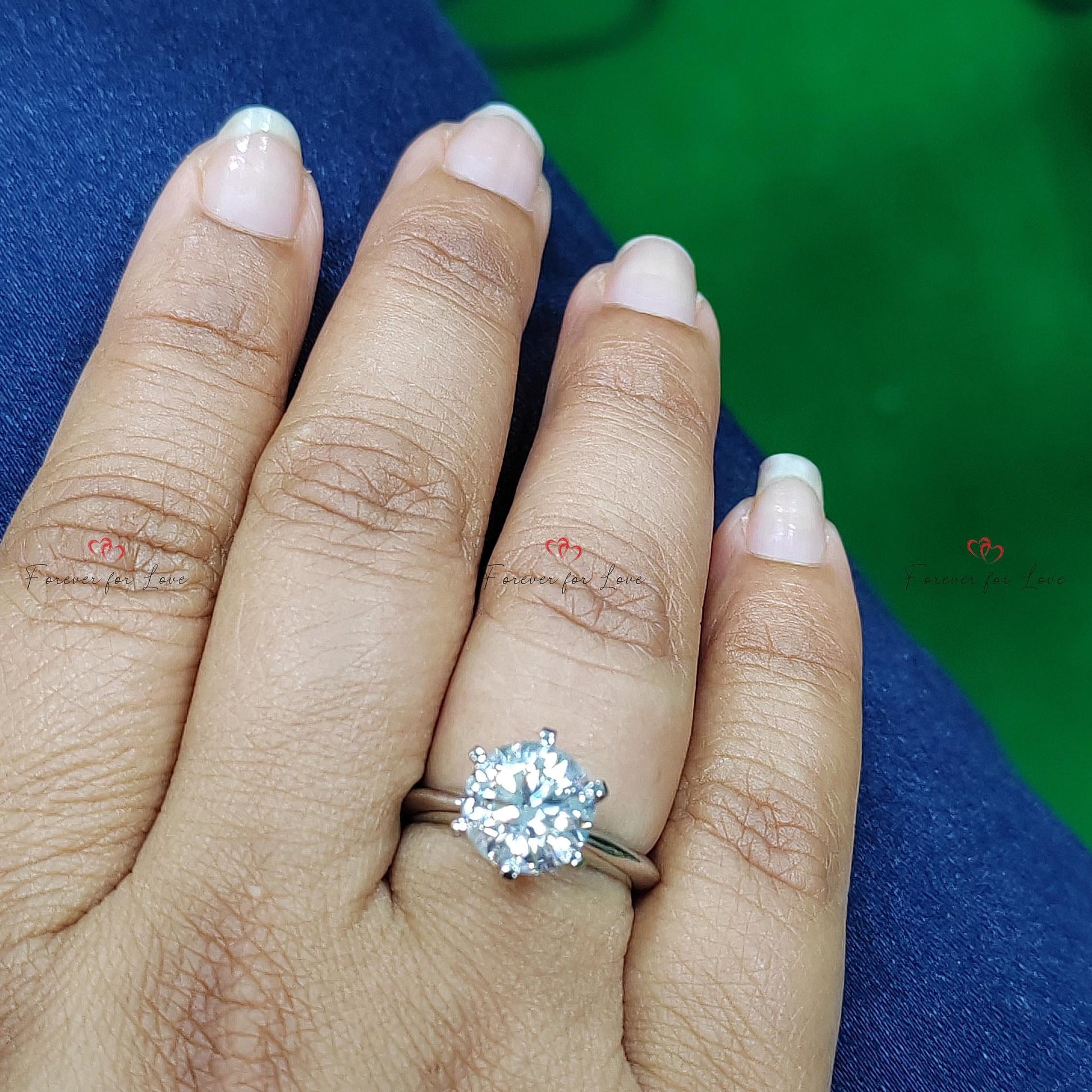 3 Ct Round Lab Diamond Engagement Ring