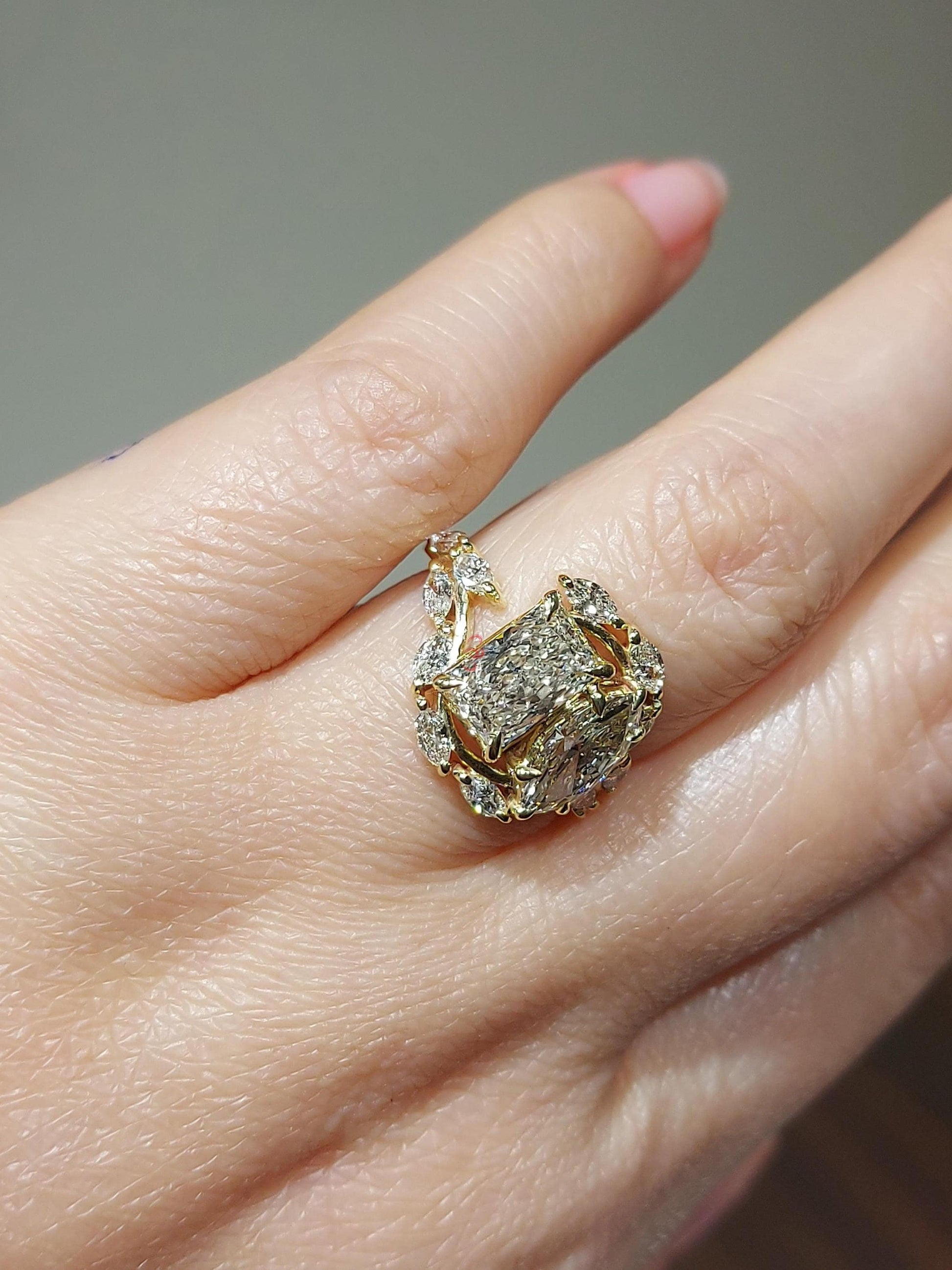 3 Ct Radiant Lab Diamond Engagement Ring
