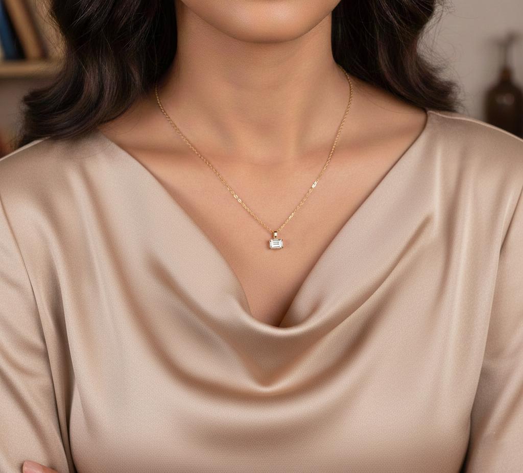 1 Karat IGI zertifizierter, im Labor gezüchteter Diamant-Anhänger, minimalistischer Smaragd-Anhänger für Damen, Solitär-Anhänger als Geburtstagsgeschenk, zierlicher Anhänger für Sie Moissanite engagement ring in Gold or Platinum — custom handcrafted by Forever For Love