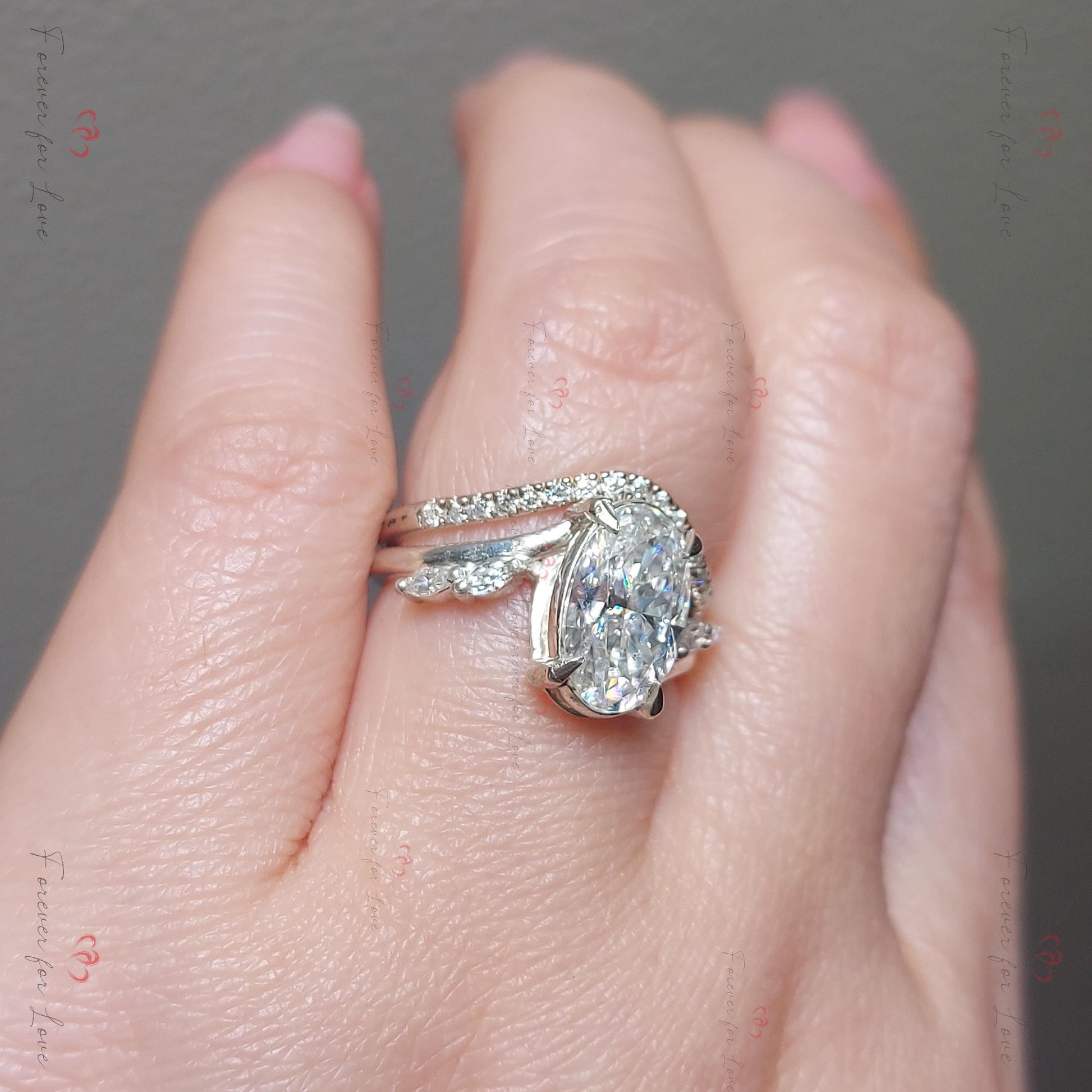 3 Ct Oval Lab Diamond Hidden Halo Engagement Ring