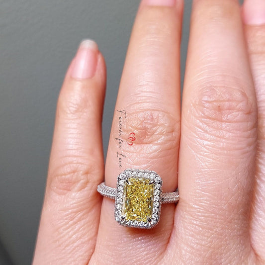 3 Ct IGI Certified Radiant Lab Diamond Halo Engagement Ring