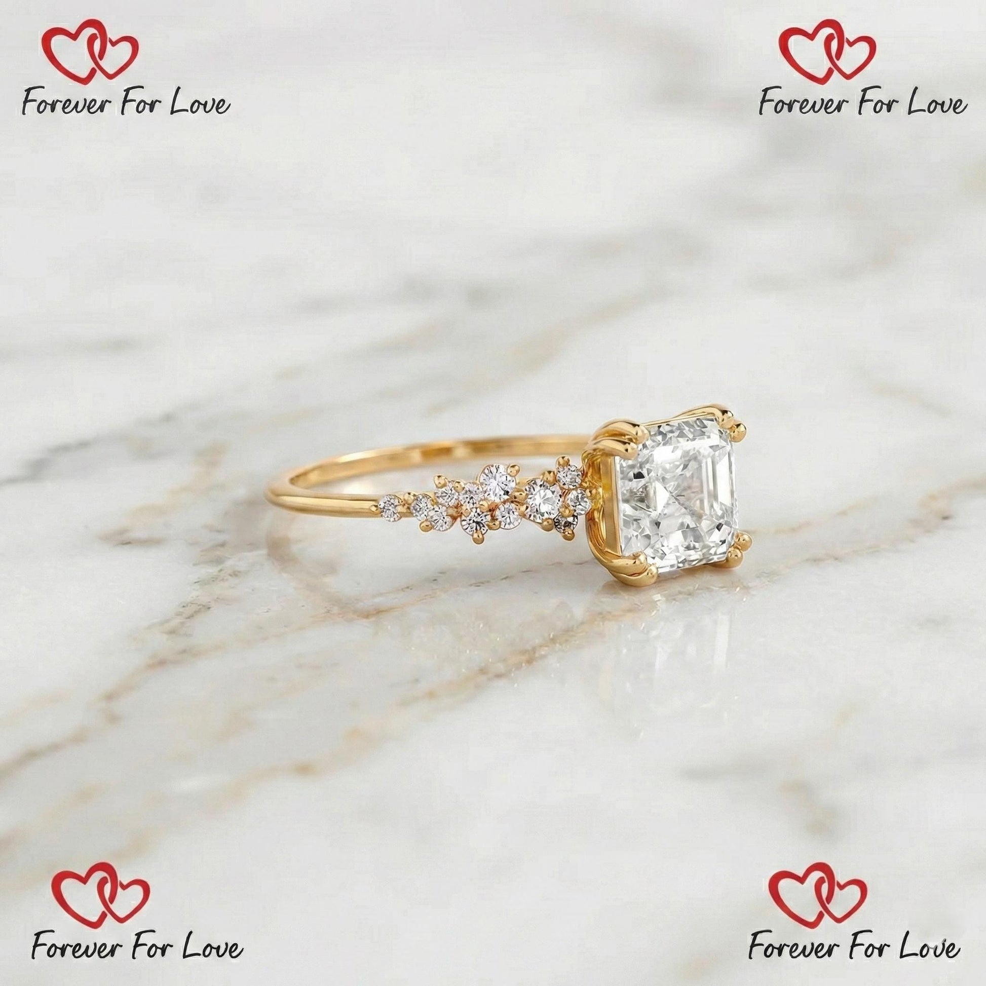 2 Ct IGI Certified Asscher Lab Diamond Wedding Ring