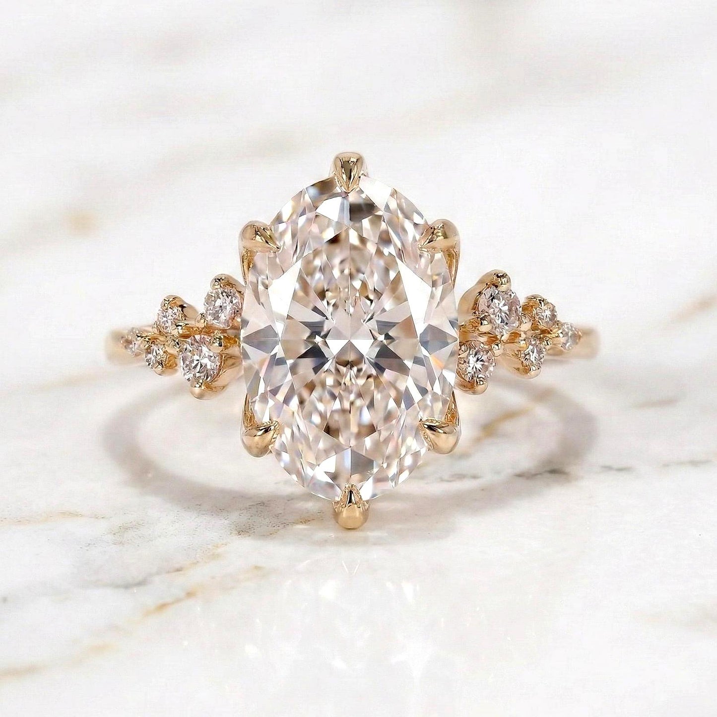 5.1 Ct Oval Lab Diamond Engagement Ring Oval cut 1Ct Moissanite Brilliant Cut engagement ring in 935 Argentium Silver — custom handcrafted by Forever For Love