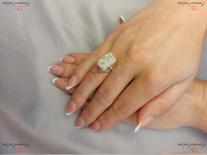 Radiant Moissanite Halo Engagement Ring