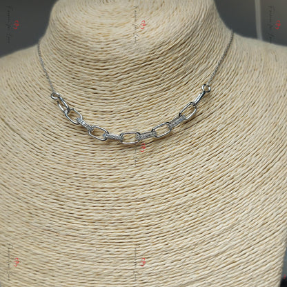 14 Karat Massives Gold Paperclip-Kettenhalskette, Eiszarte Goldkette, Echte Diamant-Pavé-Halskette/Diamant-Kettenhalskette, Jubiläumsgeschenk.