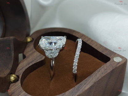 4.6 Ct Cushion Moissanite Three Stone Ring