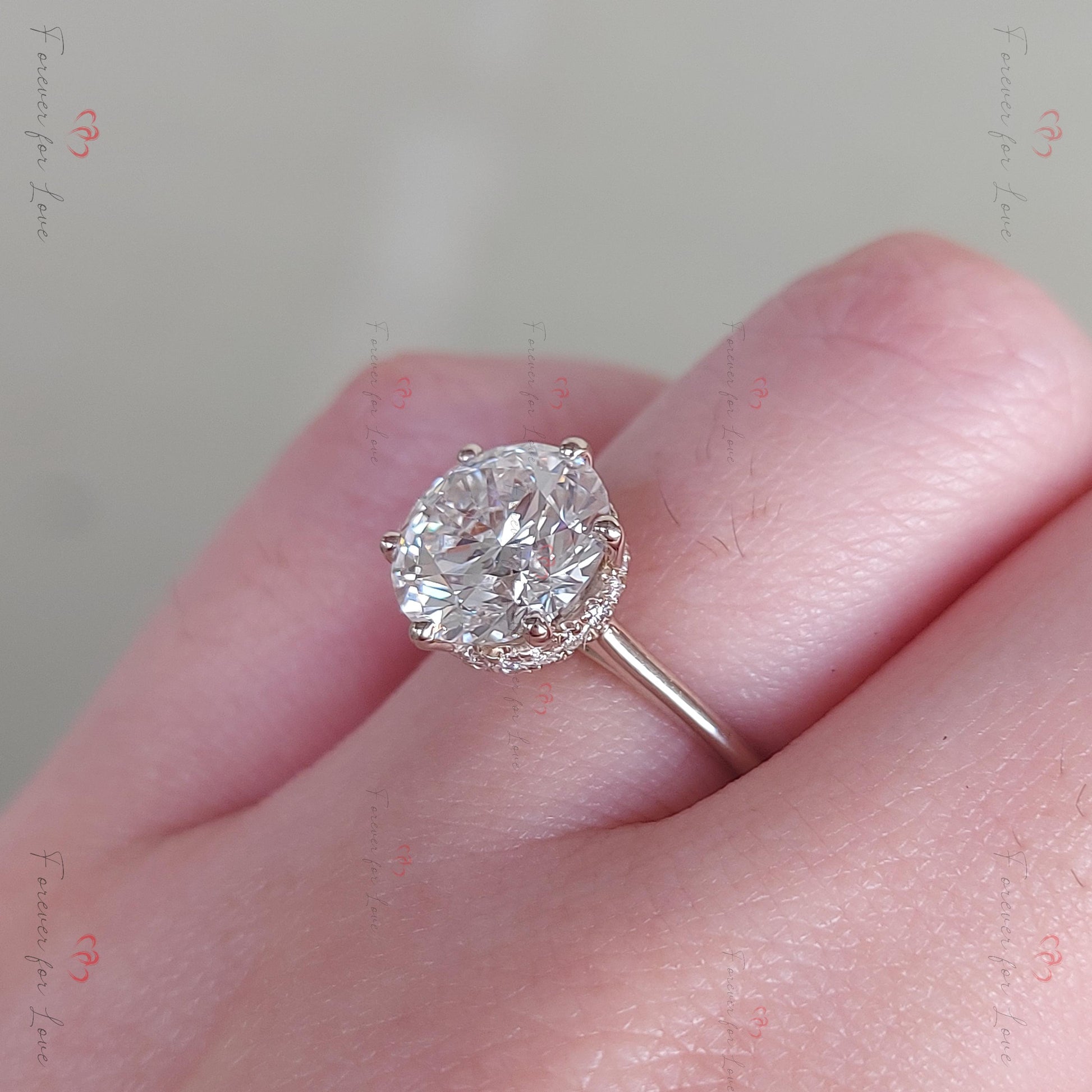 3 Ct Round Lab Diamond Solitaire Engagement Ring