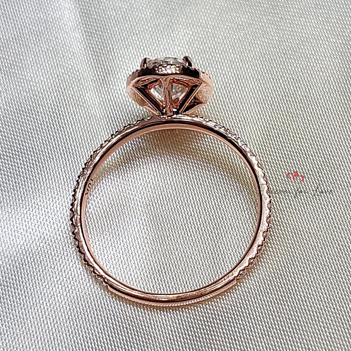 Pear Moissanite Halo Engagement Ring Pear cut 1Ct Moissanite Brilliant Cut engagement ring in 935 Argentium Silver — custom handcrafted by Forever For Love