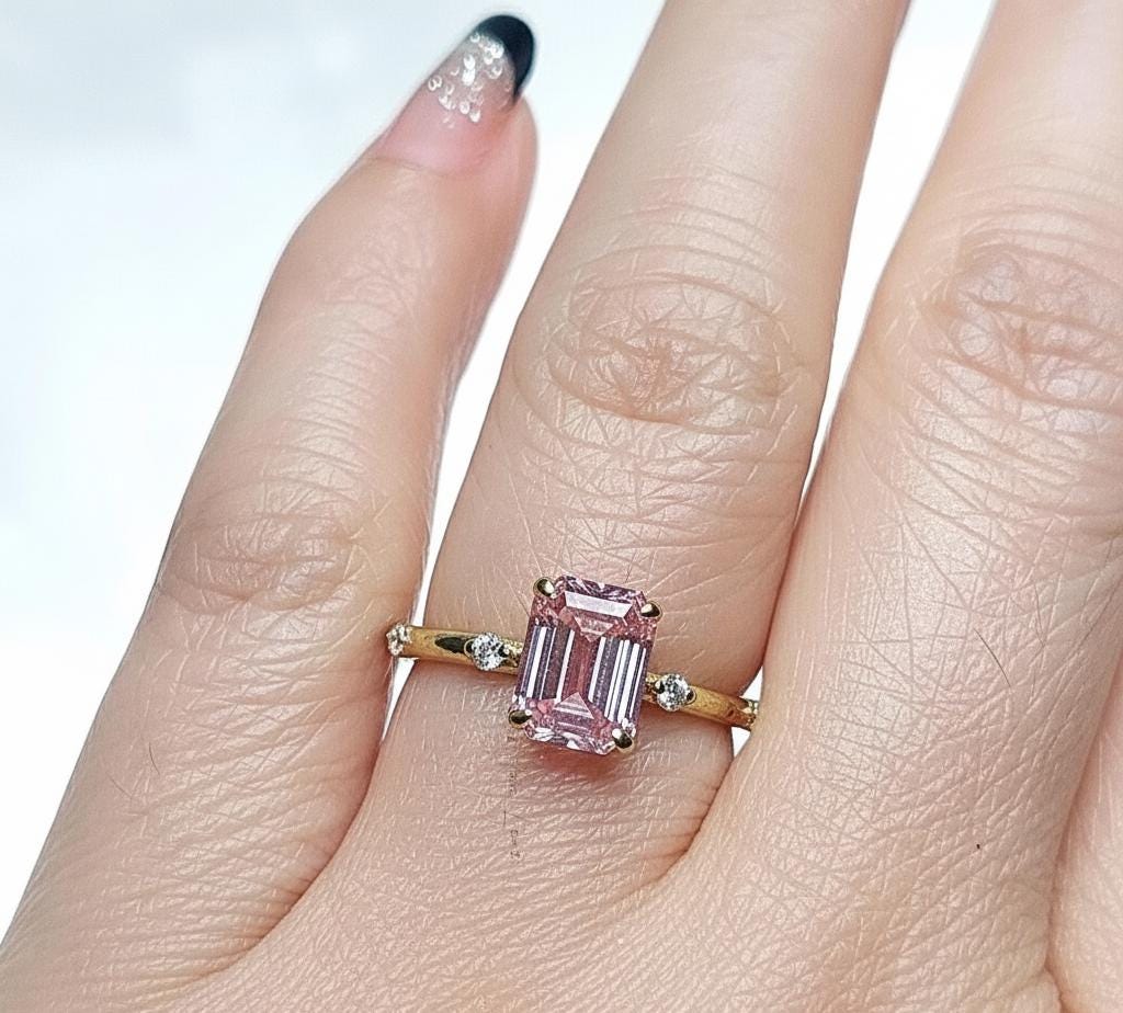 IGI Certified Emerald Lab Diamond Engagement Ring