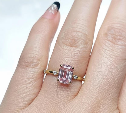 IGI Certified Emerald Lab Diamond Engagement Ring