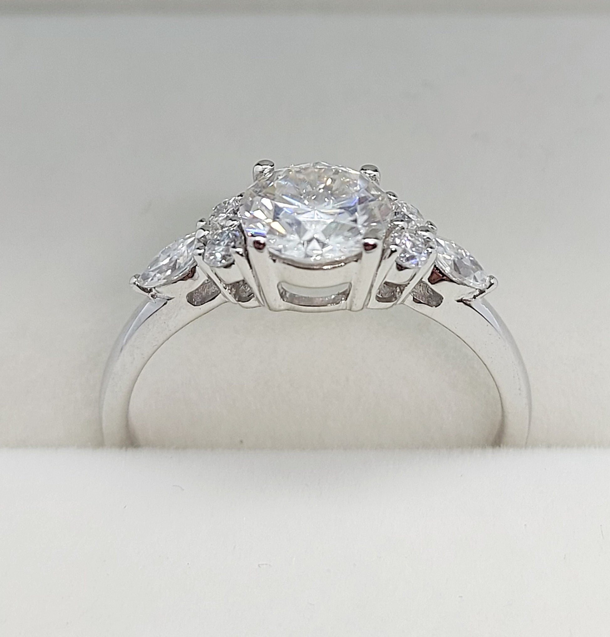 Marquise Natural Diamond Three Stone Engagement Ring